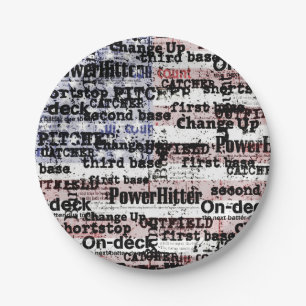 Assiettes En Carton La gloire du baseball Mots du drapeau américain