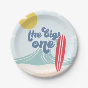 Assiettes En Carton La Grande Première Plage de Surf 1er Anniversaire