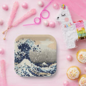 Assiettes En Carton La Grande vague au large de Kanagawa 8 bits Pixel  (Fête)