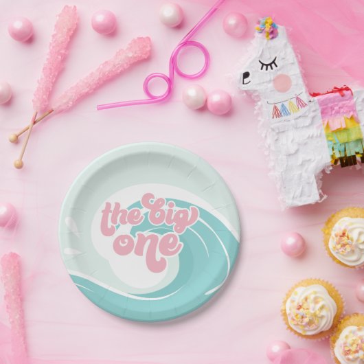 Assiettes En Carton La Grande Vague Pink Beach Plaques Papier Annivers (Fête)