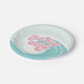 Assiettes En Carton La Grande Vague Pink Beach Plaques Papier Annivers (Angle)