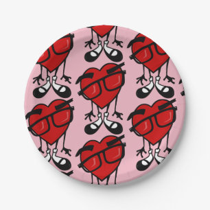 ASSIETTES EN CARTON LA JOURNÉE DE VALENTINE CUTE ROUGE COEUR MOTIF PAP