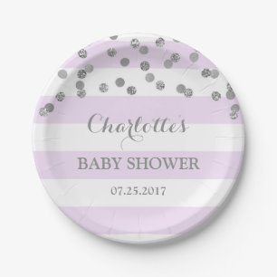 Assiettes En Carton La lavande barre le plat argenté de baby shower d