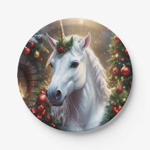 Assiettes En Carton « La Licorne de Noël »