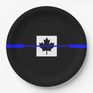 Assiettes En Carton La Ligne Bleue Légère Symbolique sur la Feuille d'