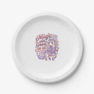 Assiettes En Carton La magie de la licorne me va bien Graphisme Whit
