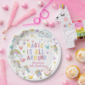 Assiettes En Carton La magie est tout autour pastel unicorn anniversai (Fête)