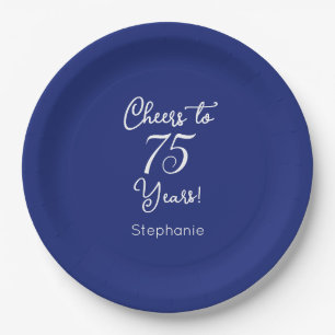 Assiettes En Carton La Marine bleu brille à 75 ans 75e anniversaire