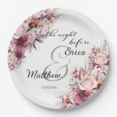 Assiettes En Carton La nuit avant Dusty Pink Boho Floral Mariage (Devant)