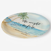 Assiettes En Carton La nuit d'avant plage et palmiers Mariage (Angle)