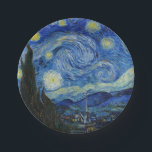 Assiettes En Carton La nuit étoilée, 1889 par Vincent van Gogh<br><div class="desc">La nuit étoilée,  1889 par Vincent van Gogh. Il représente la vue depuis la fenêtre est de sa chambre d'asile à Saint-Rémy-de-Provence,  juste avant le lever du soleil,  avec l'ajout d'un village imaginaire.</div>