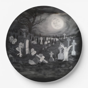 Assiettes En Carton La nuit sur le cimetière - Angel avec Diable