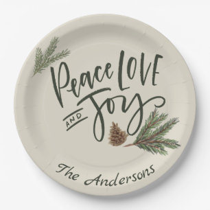 Assiettes En Carton La paix, l'amour et les fêtes de joie personnalis