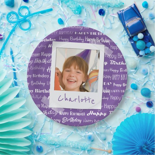 Assiettes En Carton La partie pourpre de motif de joyeux anniversaire (Fête)