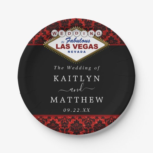 Assiettes En Carton La Parties scintillant Damask Las Vegas Mariage Co (Devant)