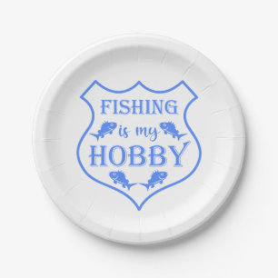 Assiettes En Carton La pêche est ma citation de bouclier de hobby sur