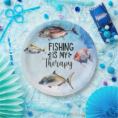 Assiettes En Carton La pêche est ma serviette de thérapie (Fête)