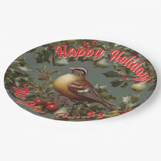 Assiettes En Carton La perdrix dans un poirier personnalise (Angle)