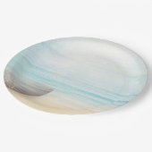 Assiettes En Carton La plage côtière avec un bateau de pêche (Angle)