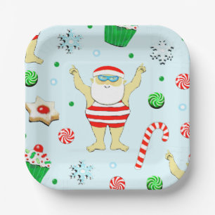 Assiettes En Carton La plage de Noël