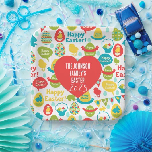 Assiettes En Carton La plaque de Pâques 2025 de la famille Johnson (Fête)