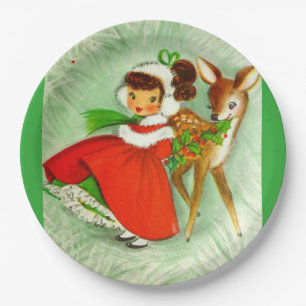 Assiettes En Carton La plupart de beaux cerfs communs et fille