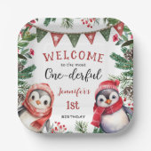 Assiettes En Carton LA PLUPART | Noël de pingouin 1er anniversaire (Recto)