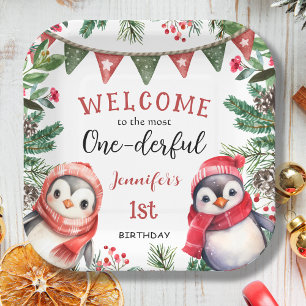 Assiettes En Carton LA PLUPART Noël de pingouin 1er anniversaire