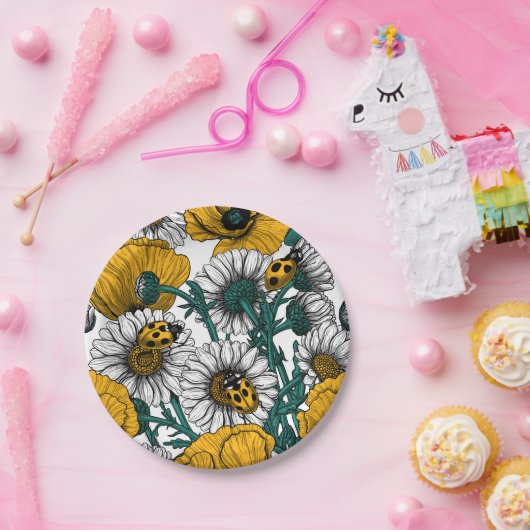 Assiettes En Carton La prairie en jaune (Fête)