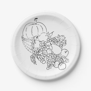 Assiettes En Carton La récolte d'automne Thanksgiving