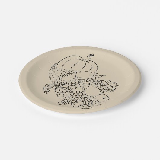 Assiettes En Carton La récolte d'automne Thanksgiving (Angle)