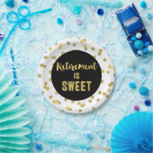 Assiettes En Carton La retraite Confetti d'or noir est douce (Fête)