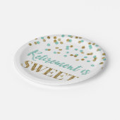 Assiettes En Carton La retraite Turquoise Gold Confetti est douce (Angle)