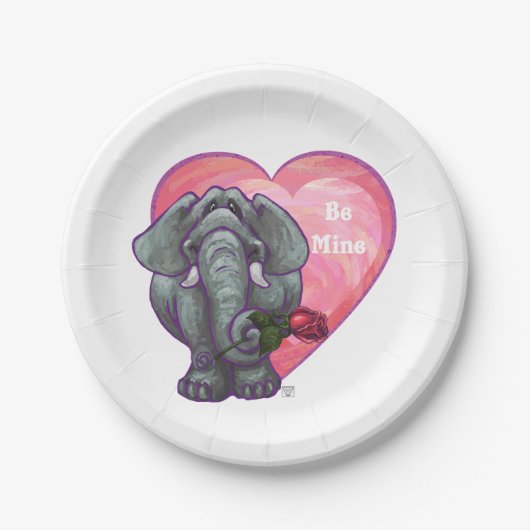 Assiettes En Carton La Saint-Valentin des éléphants (Devant)