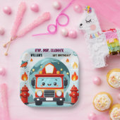 Assiettes En Carton La sécurité du moteur de camion de feu chaud 1° an (Fête)