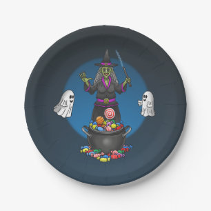 Assiettes En Carton La sorcière verte et les fantômes Trick or Treat H