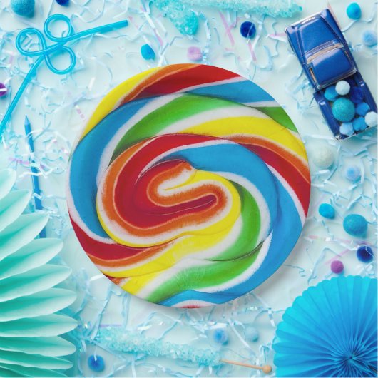 Assiettes En Carton La sucrerie d'arc-en-ciel tourbillonne les plaques (Fête)