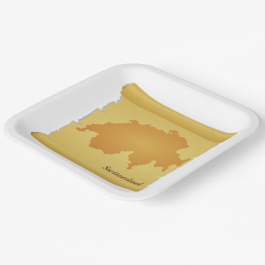 Assiettes En Carton La Suisse En Parchemin (Angulaire)