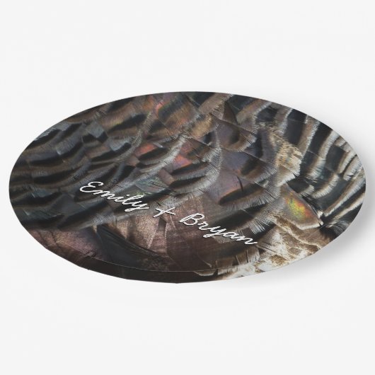 Assiettes En Carton La Turquie sauvage Plumes I Abstrait Nature Design (Angle)