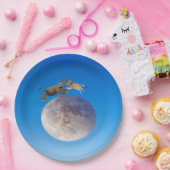 Assiettes En Carton La vache a sauté au-dessus des plaques de papier l (Fête)