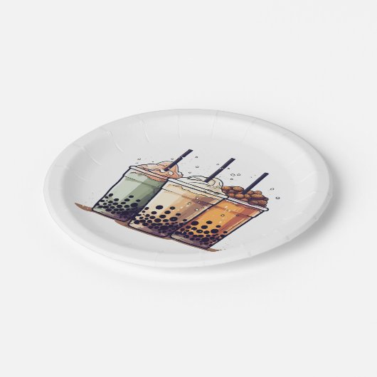 Assiettes En Carton La vie est courte, buvez le boba (Angle)