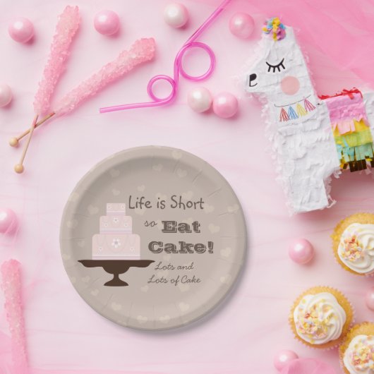 Assiettes En Carton La vie est courte, mangez du gâteau (Fête)
