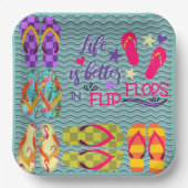 Assiettes En Carton La vie est meilleure en tongs (Recto)