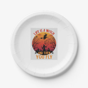 Assiettes En Carton La vie est sorcière puis vous volez Halloween Cime