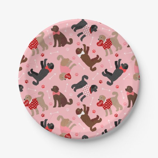 Assiettes En Carton Labradoodle / Goldendoodle Valentine Motif (Devant)