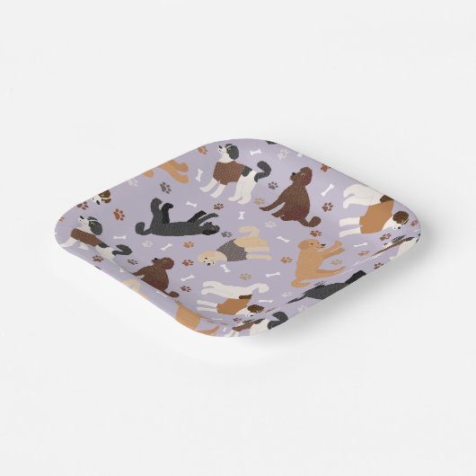 Assiettes En Carton Labradoodle / Os et pattes Goldendoodle (Angulaire)