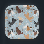 Assiettes En Carton Labradoodle / Os et pattes Goldendoodle<br><div class="desc">Cute Labradoodle / Les chiens Goldendoodle s'assoient et se tiennent et se retournent avec crème,  abricot,  chocolat,  manteaux noirs et à parti avec des os de chien éparpillés et des motifs de pawprints.</div>