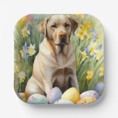 Assiettes En Carton Labrador avec oeufs de Pâques (Recto)