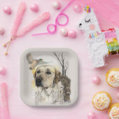 Assiettes En Carton Labrador, chasse aux canards (Fête)