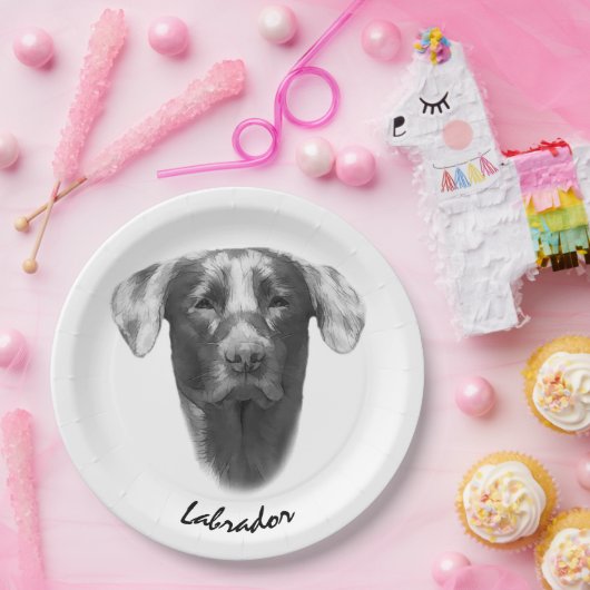 Assiettes En Carton Labrador Chien attrayant (Fête)